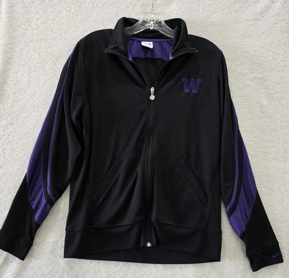 University of Washington Huskies Nike Team Track Jacket Women’s Large VTG Black